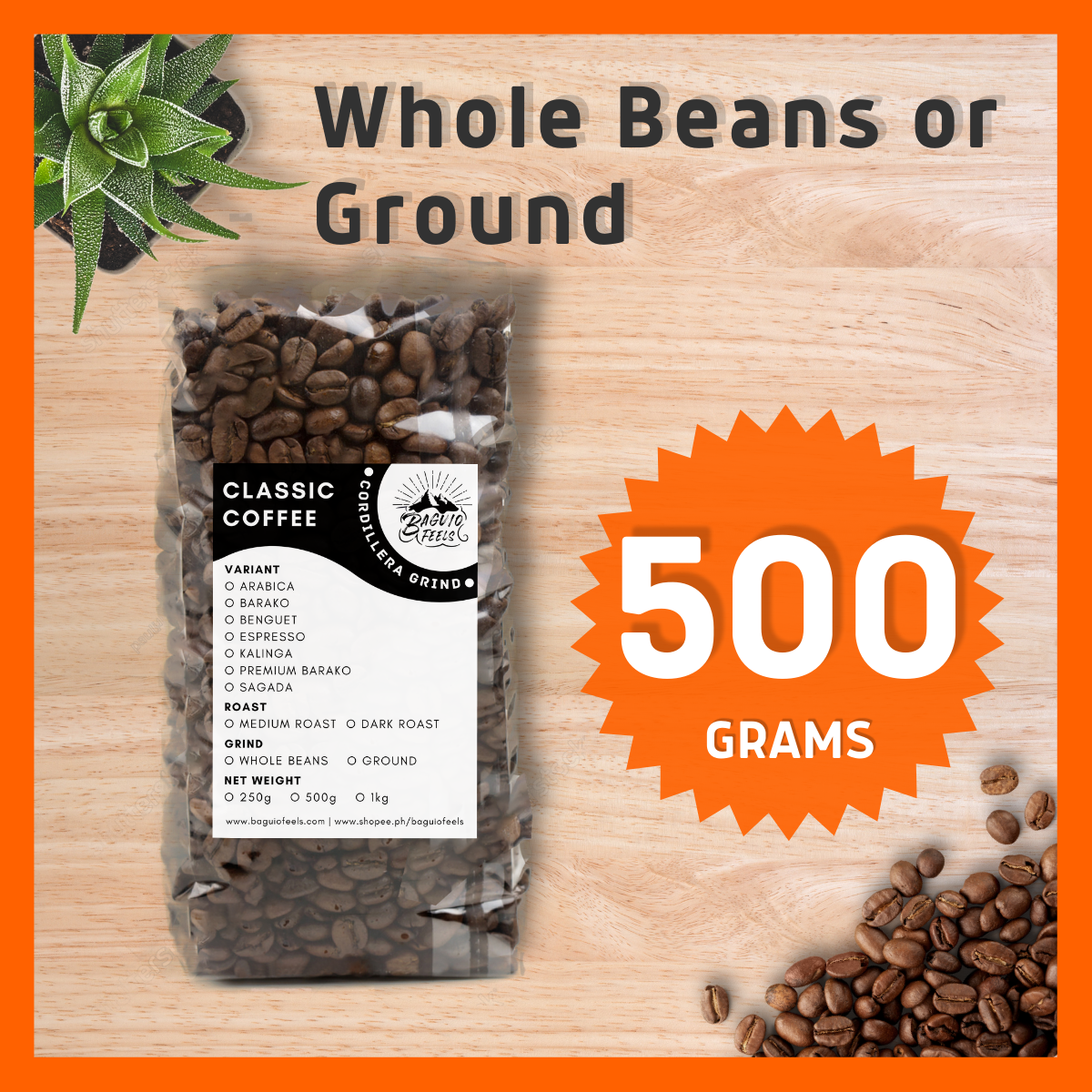 500g Benguet Kalinga Sagada Arabica Excelsa Barako and Flavored Coffee